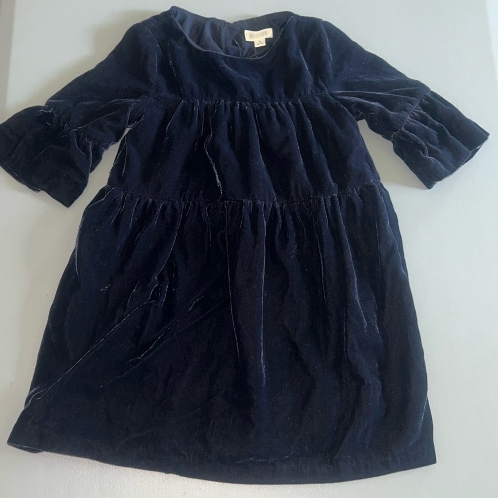 Gymboree Navy Blue Velour Christmas Holiday Dress Size 3T